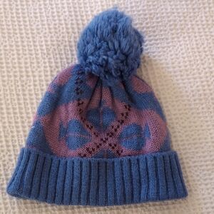 kate spade Blue and Pink Pom-Pom Hat
